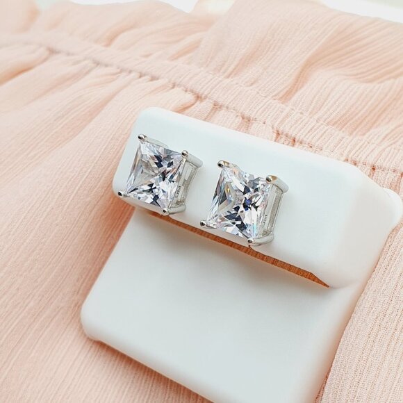 "8MM S925 Sterling Silver CZ Stud Earrings for Women/Girl, US19251036 - Picture 8 of 9